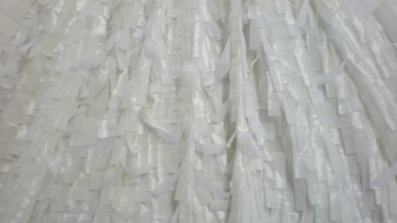 2.White Metallic Chiffon Fringe Fabric